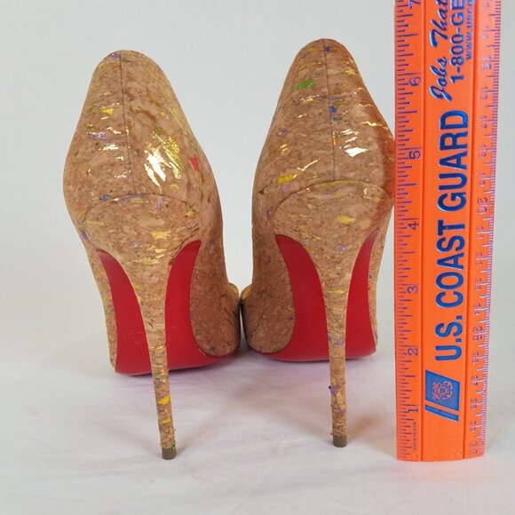 Christian Louboutin So Kate 120 Cork Multicolor Foil Heels SIZE 36.5 Dust Bag - Picture 6 of 16